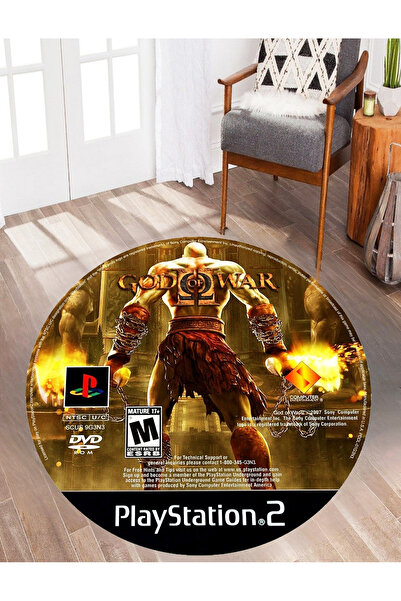Emiroğlu God of War PS2 CD Tasarımlı Halı – Kaymaz Taban, Süngerli Yüzey, Makinede Yıkanabilir