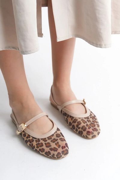 KİNDEP Kindep Closed Toe Women's Ballerinas Leopard