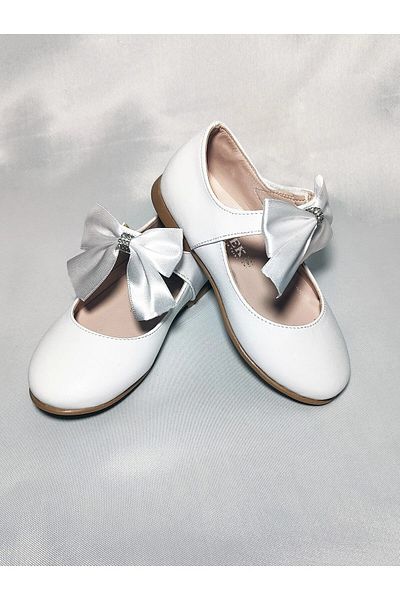 KİNDEP Kindep Sema Bow Tie Detailed Velcro Girls' Ballerina Ballerina White