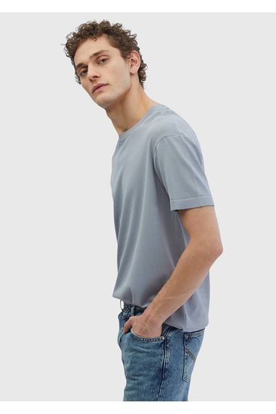 Ramsey Light Gray Crew Neck Plain Knit Sweater