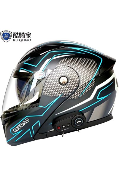 GÜMRÜK BEY Kuqibao F818 Bluetooth Özellikli Çift Lens Tam Koruma Motosiklet K...