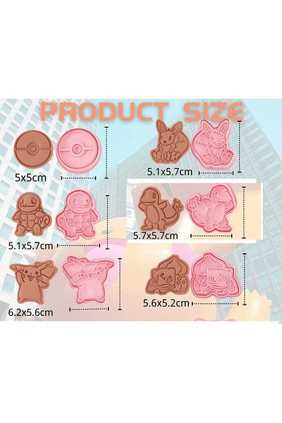 OEM Set of 6 3D cake cutters, animal shapes, plastic, pink