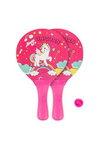 OEM Rachete de plajă din lemn, unicorn și minge pentru copii