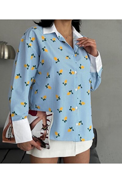 Azda Cămașă cu imprimeu lămâie pentru femei