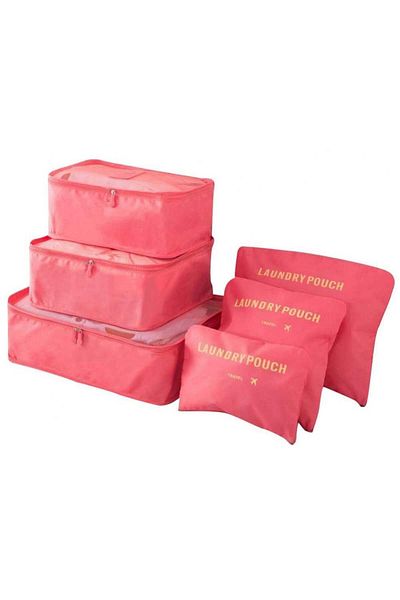 Welora Set of 6 Travel Organizer Bags, 3 Envelopes and 3 Organizers, Red - Red