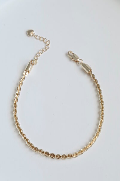 DEMOKAN Kadın Bileklik Kararmaz 14k Altın Renk Vip Seri İthal Yuvarlak Disk Bileklik