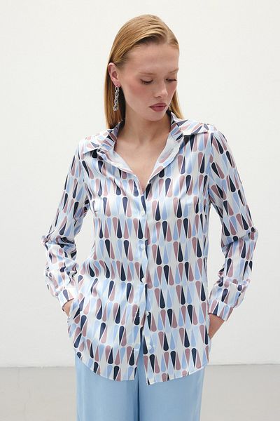 Sateen Plain Classic Shirt - Baby Blue