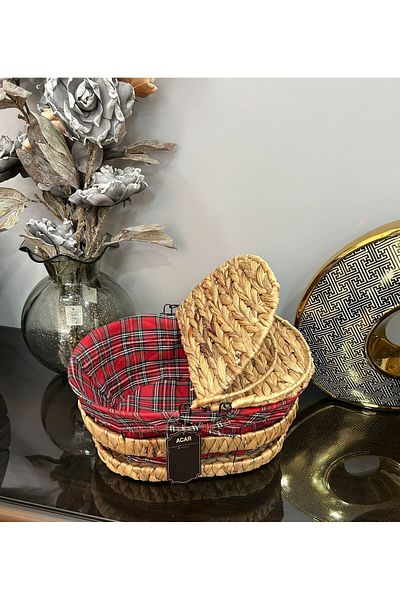 Santara Acar Steel Skeleton, Fabric Coated Inside, Double Covered Wicked Picnic Basket