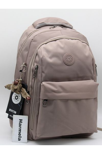 Harmela School Backpack Unisex Water Resistant Fabric School Bag Hrm2500 Mink