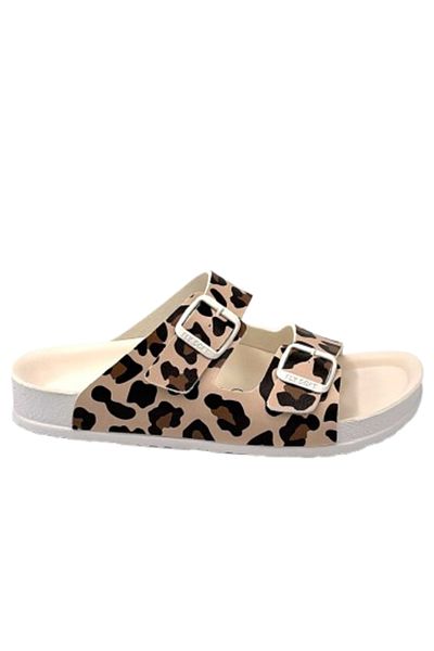 KİNDEP Kindep Fly Soft Double Buckle Daily Slippers Leopard