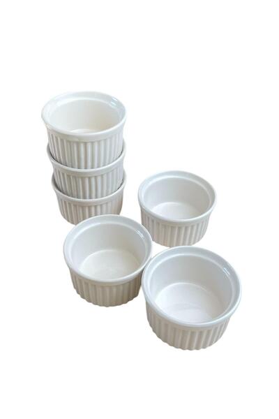 ALBETTO 6 lı Sufle Kabı, Porselen Sufle Kabı 9cm Krem