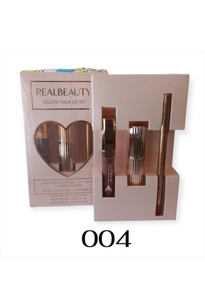 real beauty طقم شفاه فاخر من ريال بيوتي – 3 قطع لإطلالة جذابة تدوم طول اليوم الوان--004