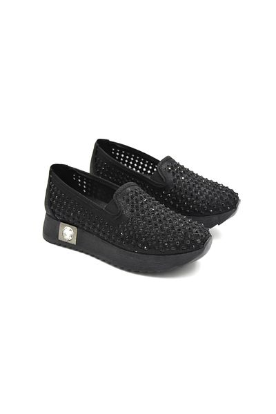 KİNDEP Kindep Stone Detailed Poly Light Sole Casual Women's Shoes Black