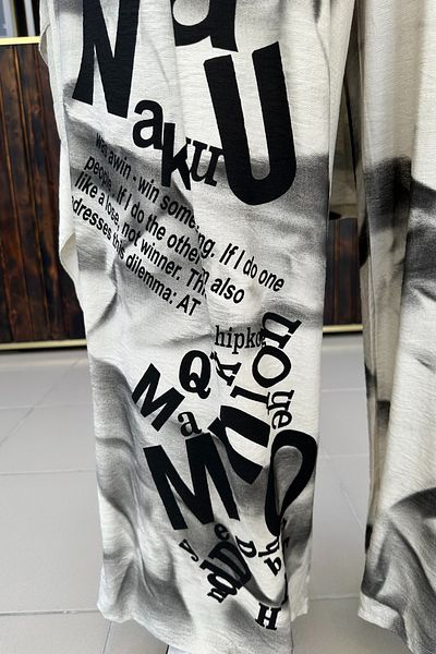 GÖKSEL Tie-Dye Pattern Cotton Pants Stone Large Size