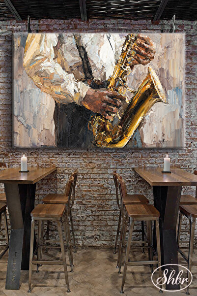 Şehber Tekli Yatay Dekoratif Kanvas Tablo Salon Yatak Odası Kafe Ofis Saksafo...