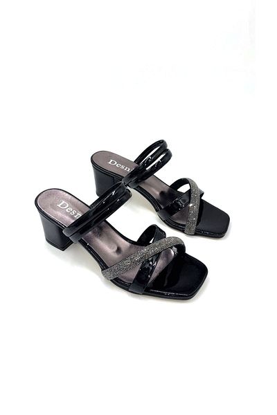 KİNDEP Kindep Desniy Heeled Evening Dress Women's Slippers Black
