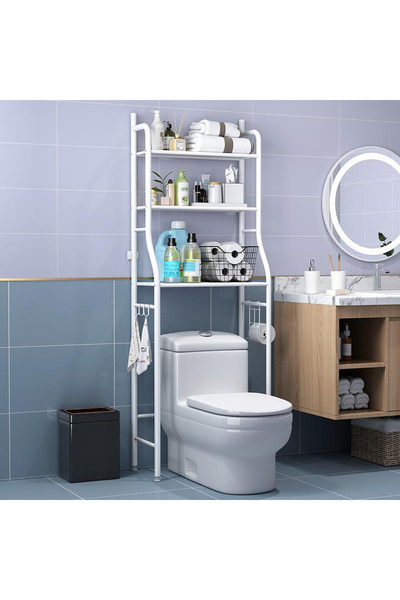 Generic رف حمام معدني مكون من 3 طبقات، منظم للحمام، رف تخزين موفر للمساحة فوق المرحاض