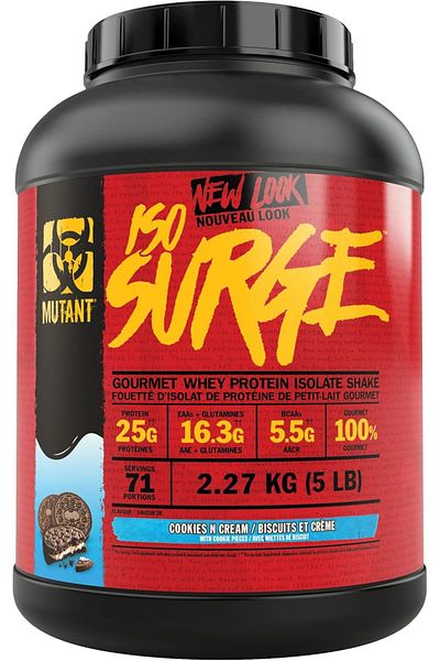 MUTANT ISO Surge, Whey Protein Isolate, 5Lbs, Cookies N Cream, 71 Servings
