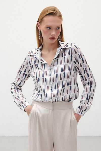 Sateen Cămașă clasică simplă - maro