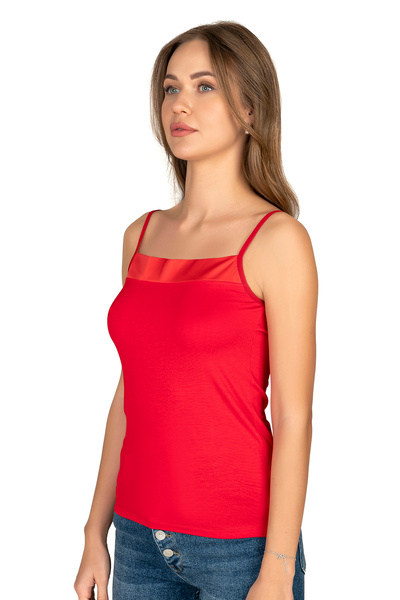 ÖZKAN underwear Özkan 2041 Women's Premium Fabric Viscose Collar Satin Detailed Flexible Soft Thin Strap Undershirt