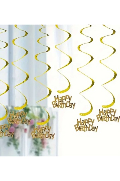 ÇEÇEN HOME (6 LI) Decoratiuni din aur „La mulți ani” din viță de vie în spira...