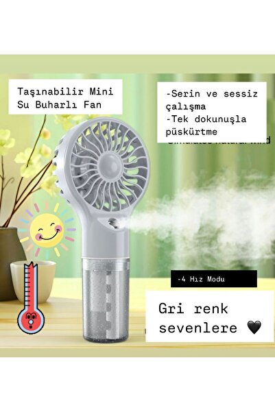 AXWER El Tipi Sulu Buharlı Fan Şarjlı Vantilatör Mini Masaüstü El Fan Taşınab...