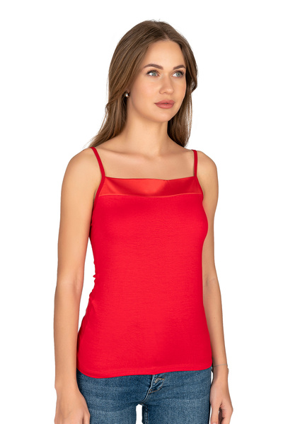 ÖZKAN underwear Özkan 2041 Women's Premium Fabric Viscose Collar Satin Detailed Flexible Soft Thin Strap Undershirt