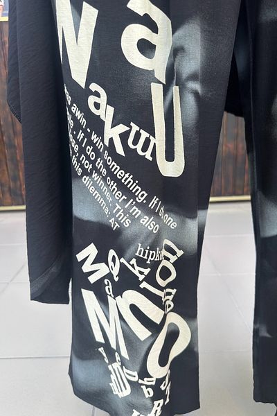 GÖKSEL Tie-Dye Pattern Pants Black Large Size