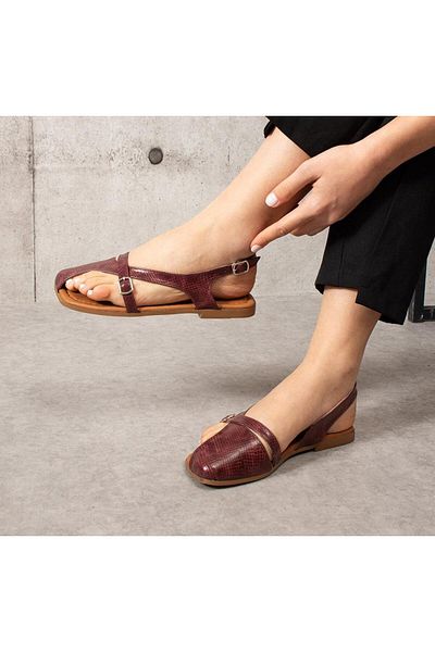 KİNDEP Kindep Finn Side Finger Open Women's Ballerinas Claret Red