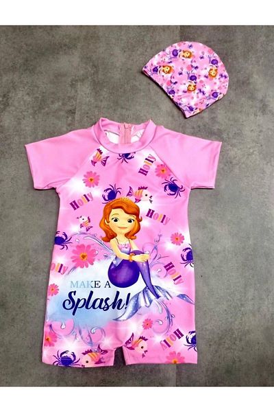 Arya Nisa Kids Girl's Sea Girl Printed Swimsuit and Cap Set