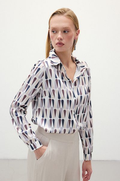 Sateen Cămașă clasică simplă - maro