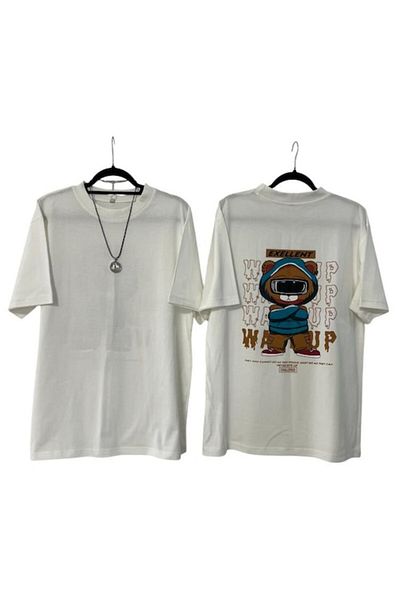 OEM Oversize Men’s T-shirt, 100% Cotton, Bear Print With 'excellent' Message – Size Xl