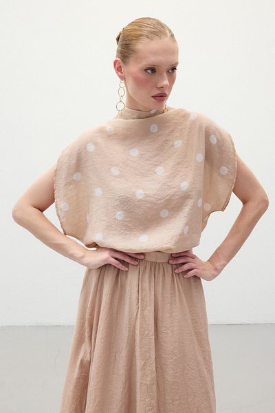 Sateen بلوزة منقطة - بودرة