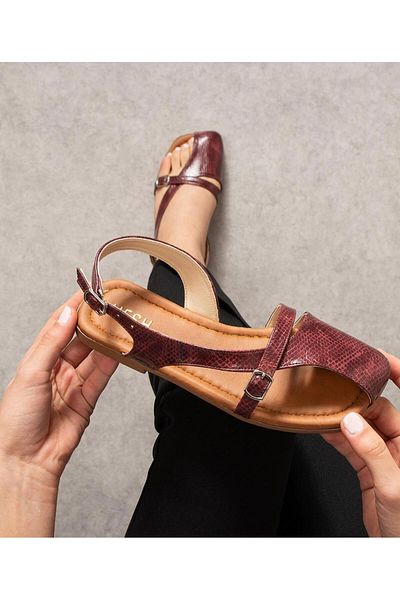 KİNDEP Kindep Finn Side Finger Open Women's Ballerinas Claret Red