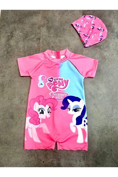 Arya Nisa Kids Girl's Ponny Printed Jumpsuit Swimsuit Bonnet Set