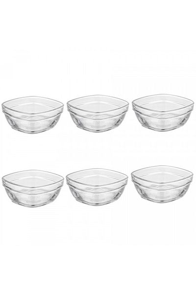 Duralex Set of 6 square bowls, DURALEX heat-resistant glass, KARRE series, 20cm, 200cl