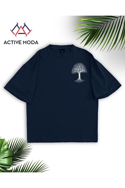 ACTIVE MODA -Men's Cotton Printed White Tree Short Sleeve Tshirt Oversize Big Size