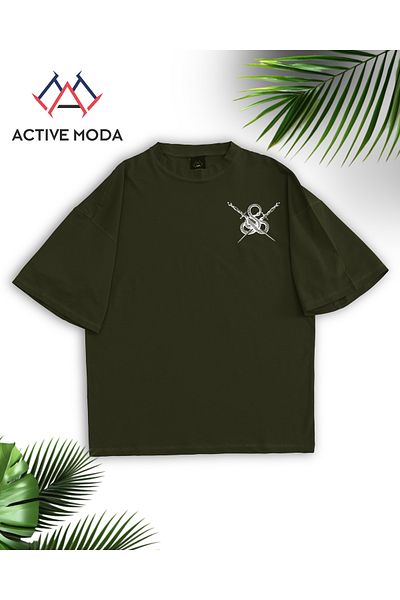 ACTIVE MODA -Men's Cotton Printed Snake Short Sleeve Tshirt Oversize Big Size