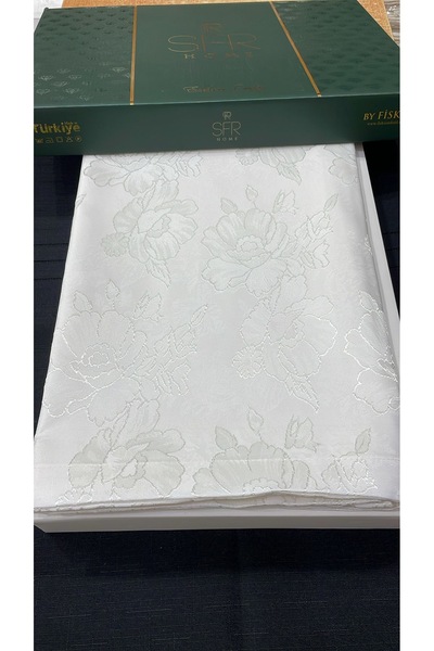Sfr Home by FİSKOS Gulistan Flower Pattern Polyester Fabric Dining Table Cover 160X220 cm