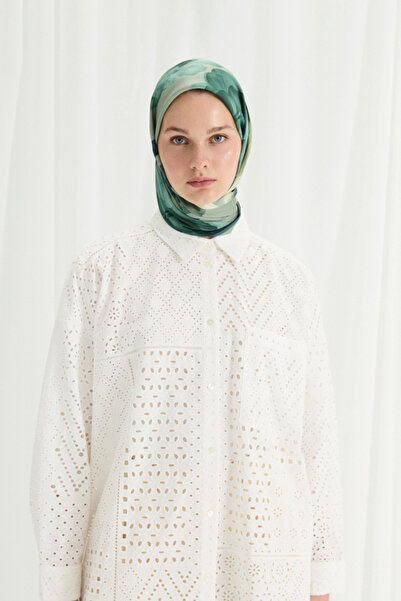 cs camellia scarf Eșarfă moale cu model Lotus - Verde