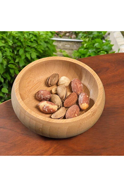 omilife Bamboo 3-Piece Snack Set Natural Wooden Snack Bowl Breakfast Turkish Delight Bowl Portioning Presentation Container Aesthetic Design