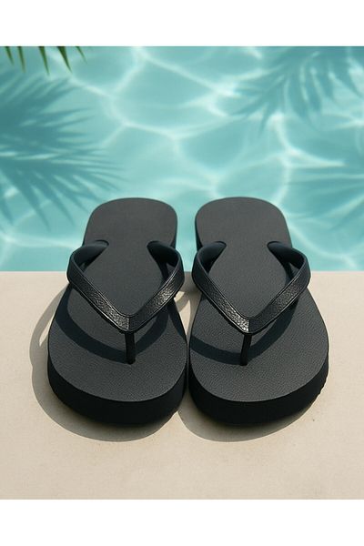 NUR KARACA 25Y1103 Flip-Flop High Sole Comfortable Daily Summer Beach Slippers for Women-Platrofm Model