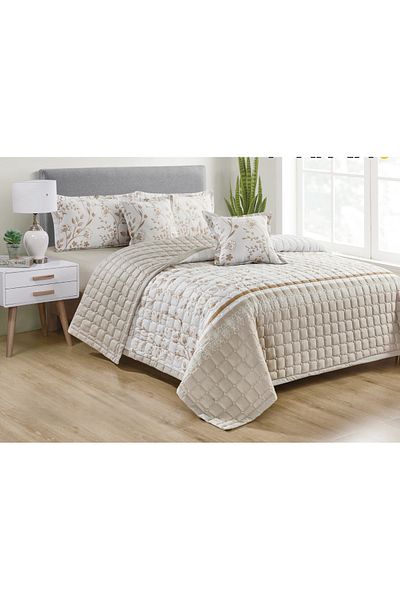 Mark Summer printed double bed sheet, comfortable, made of microfiber, 6 pieces, size 230*240 cm