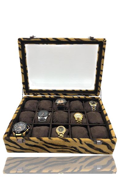 Dijital Çarşı Diji 15 Watch Box Watch Case Tiger Inside Coffee Coffee Padded