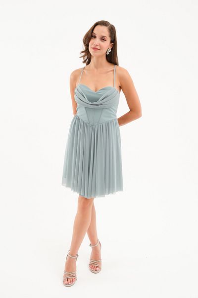 Lafaba Women's Mint Green Strap Mini Homecoming Evening Dress