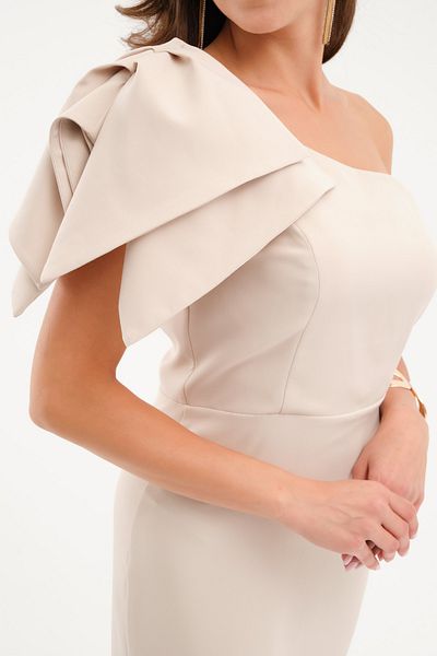 Lafaba Women's Beige One Shoulder Midi Dress