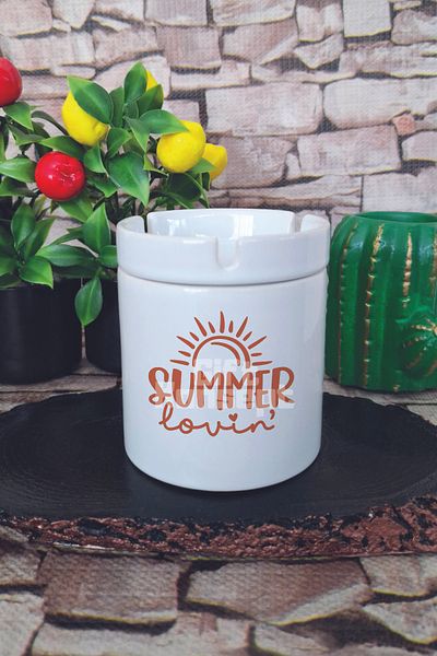 giftkonsept Summer Love Summer Themed Printed Ceramic Lid Odorless Ashtray