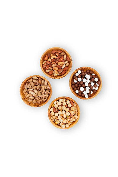 omilife Bamboo 3-Piece Snack Set Natural Wooden Snack Bowl Breakfast Turkish Delight Bowl Portioning Presentation Container Aesthetic Design