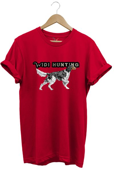 WİDİ Widi Hunting Hunting English Setter Hunting Dog Printed 100% Cotton Regular Fit T-Shirt