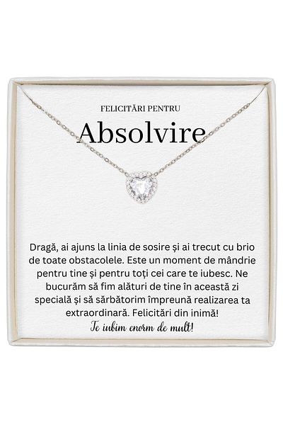 The Jewel Heart Elegant Heart-Shaped Necklace, A Memory for Your Daughter at Graduation, 41+5 cm